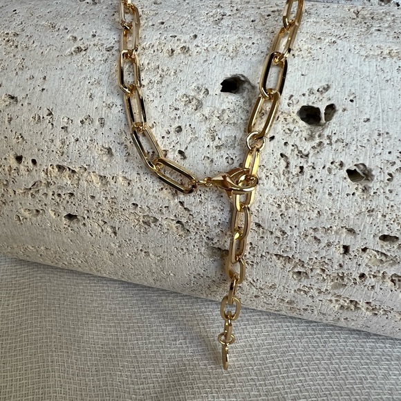 Gold and Pearl Pendant Paperclip Necklace 18in + 3in Layering Necklace NWT - Picture 6 of 8